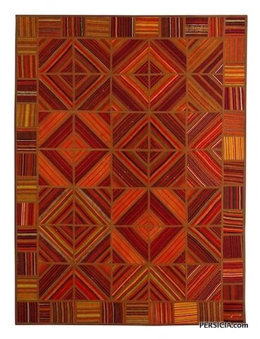 204×152. Персидский килим-пэчворк оранжевый