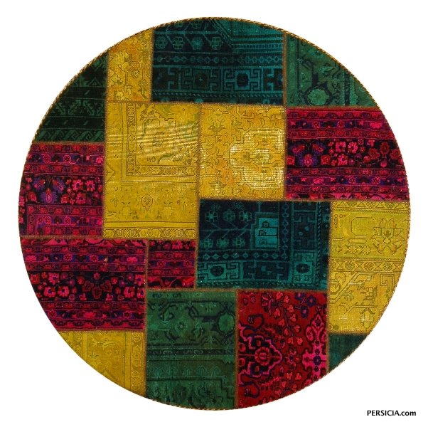 175×175. Круглый желто-красно-зеленый персидский пэчворк